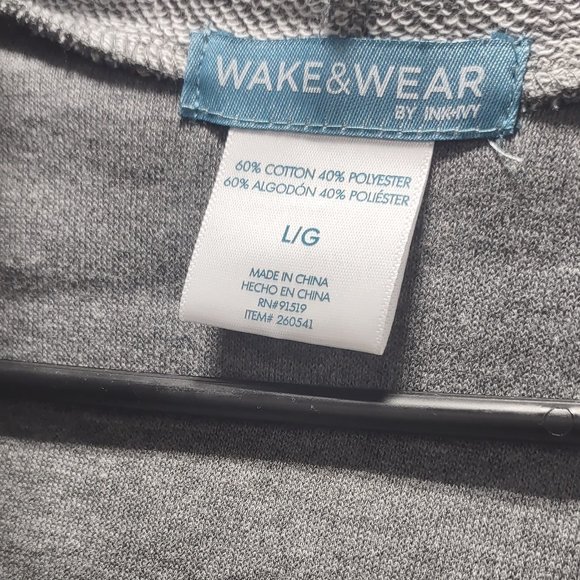 grey pullover hoodie with black leopard spot sleeves from Wake & Wear size Large - Picture 2 of 4